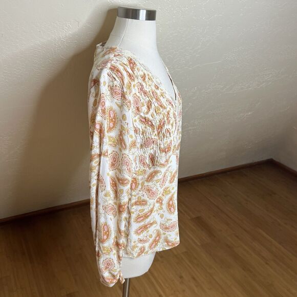 ALC At Last Classics Blouse Womens Medium Paisley Lace V Neck Tie Sleeve Y2k - Picture 7 of 9